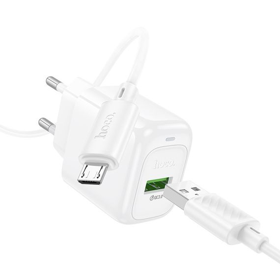 МЗП Hoco CS52A Surplus QC3.0 (1USB-A) + кабель USB to MicroUSB White | Зображення 3