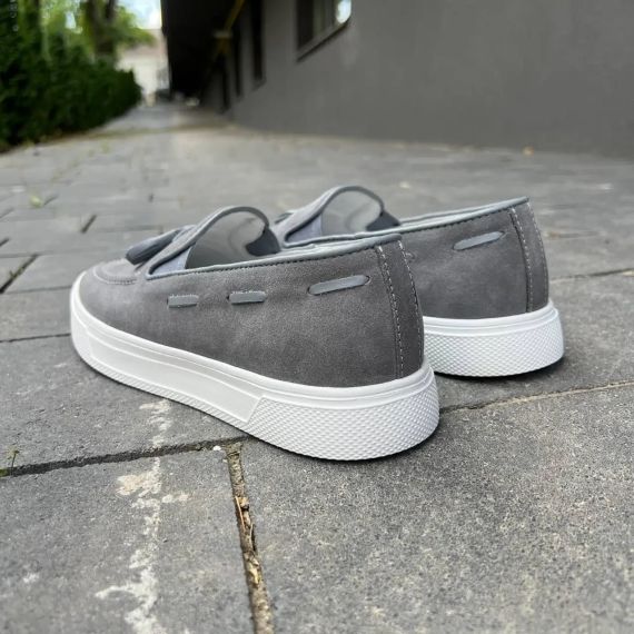 Мужские лоферы серый замш 44 размер | Зображення 6