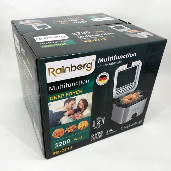 Фритюрница для дома Rainberg RB-2219 с терморегулятором и съемной чашей электрофритюрница AM-597 мини | Зображення 4