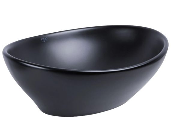 Раковина накладна Qtap Dove 415x340x140 мм, Matt Black, овальна, без донного клапана QT06116062AMB | Зображення 3