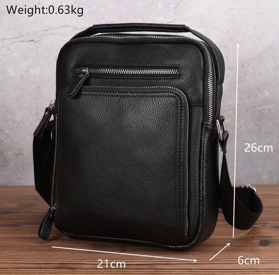 Шкіряна чоловіча сумка-барсетка через плече чорна Tiding Bag A25-1278C | Зображення 5