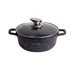 Каструля литий алюміній 6,5л скляна кришка а/п Black marble 4406 KAMILLE