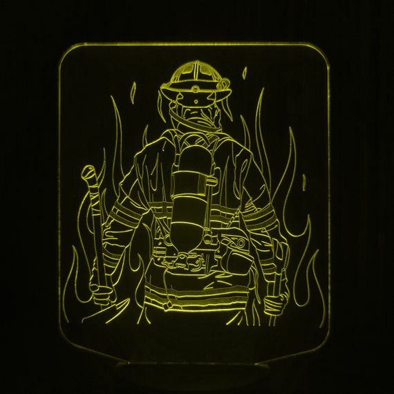 Акриловый светильник-ночник Пожарник желтый tty-n001391