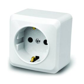 Розетка с заземлением внешнего монтажа,White,Q30