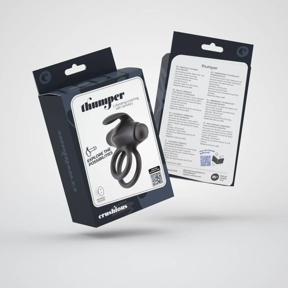 Вибро-эрекционное кольцо с дистанционным пультом Crushious Thumper черное, 8.5 см Sex Aura | Зображення 16