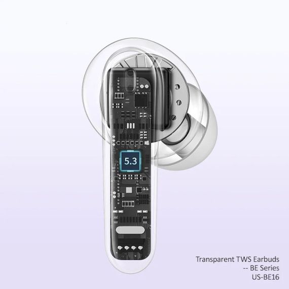 Навушники бездротові Usams US-BE16 Transparent TWS White | Зображення 1