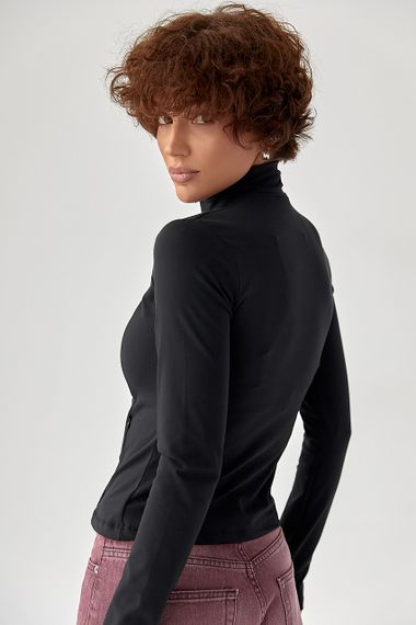 Спортивна еластична кофта на блискавці - чорний цвет, S (є розміри) | Зображення 1