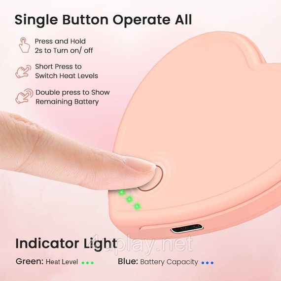 Магнітна електрична грілка для рук 2-в-1 у формі серця Korbot Heart-Shaped Hand Warmers | Зображення 3