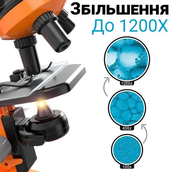 Детский микроскоп для ребенка с 1200х увеличением OEM 1012A-1 для научных исследований, Оранжевый | Зображення 7