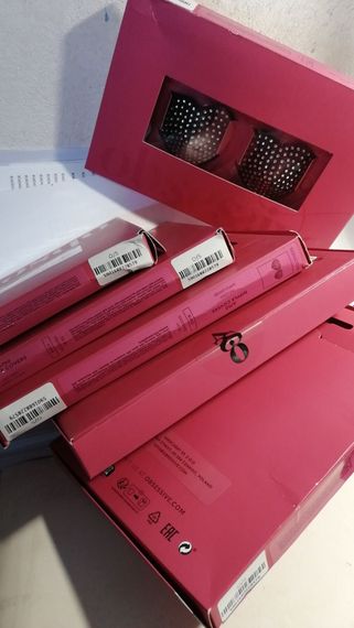Накладки-серця на соски зі стразами Obsessive A750 nipple covers, чорні (м'ята упаковка!!!) | Зображення 1