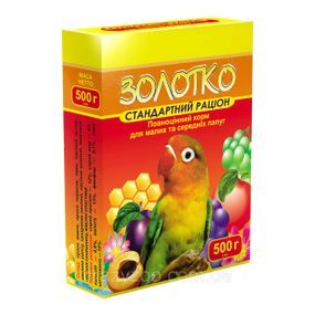 Корм для малых и средних попугаев Золотко Стандартный рацион 500 г К-3844