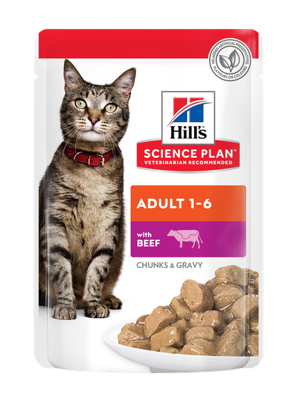 Hill's Science Plan Adult Вологий корм для дорослих котів, з куркою, океанічною рибою та яловичиною, пауч, 85г (4+4+4 шт) | Зображення 1