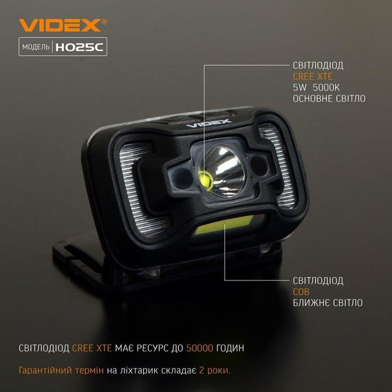 Налобний світлодіодний ліхтарик VIDEX VLF-H025C 310Lm 5000K | Зображення 3