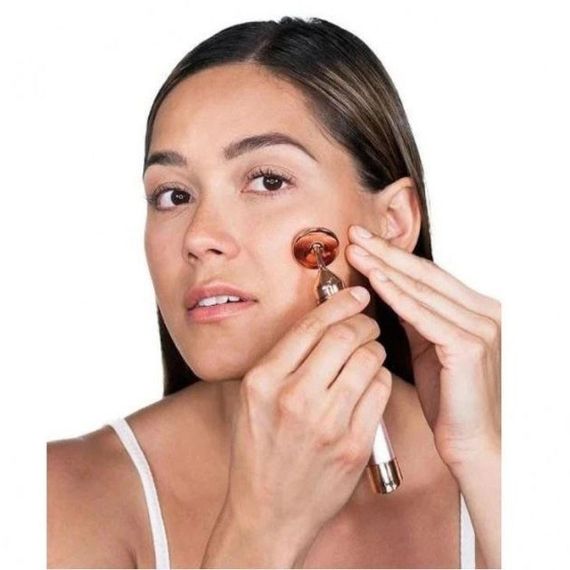 Масажер ролик електричний для особи Facial Roller Massager. Колір бежевий FO-17 | Зображення 6