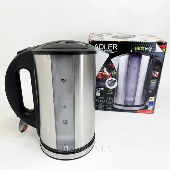 Чайник электрический из нержавейки Adler AD 1216 1.7L 2200Вт | Зображення 1