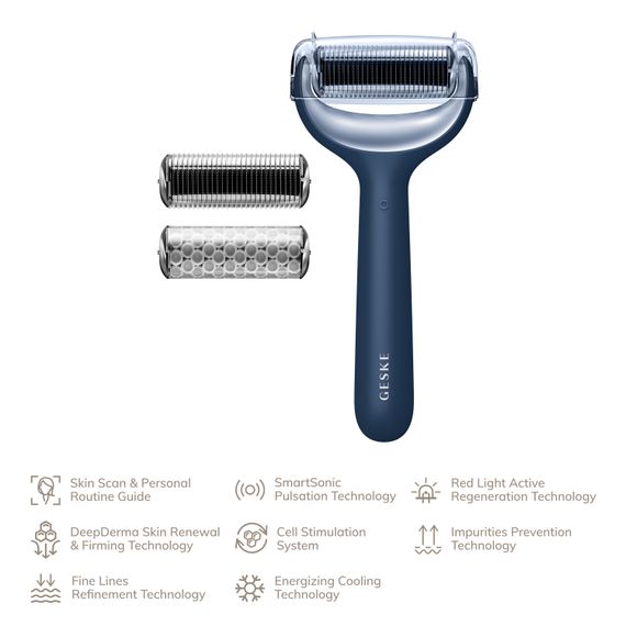 Електронний ролер для обличчя та тіла з мікроголками GESKE MicroNeedle Face&Body Roller 8в1 midnight | Зображення 1