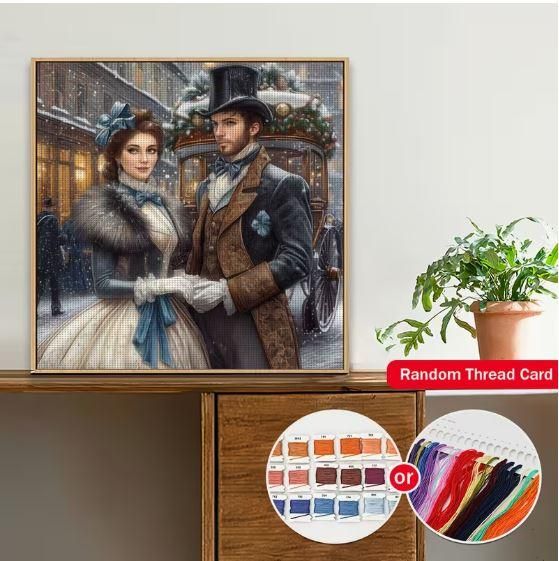 Набор для вышивки крестом JOZYSH "Розовая прогулка" 14CT, 40x40 см, канва Аида с нанесенным рисунком | Зображення 6