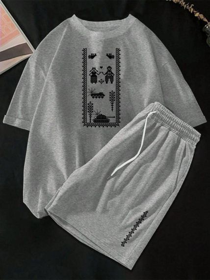 Мужской летний спортивный костюм шорты и футболка IS518 цвет серый размер 46/48 | Зображення 2
