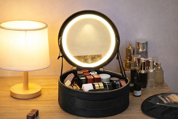 Косметичка-органайзер з LED дзеркалом, 29х28х11 см/Дорожня косметичка | Зображення 5