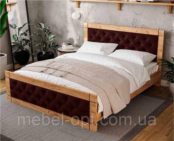 Ліжко двоспальне Natali 180x200 см Дуб Тахо/велюр Espresso (коричневий) вибір кольору оббивки | Зображення 5