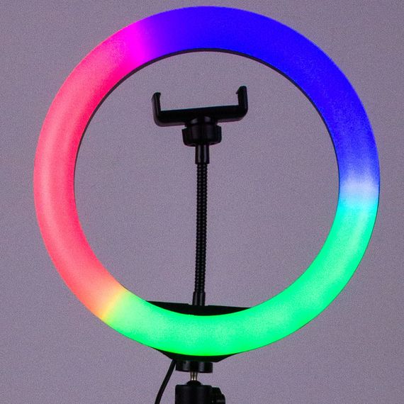 Кольцевая светодиодная LED лампа RGB Arc Ring 13" + tripod 2,1m Black | Зображення 4