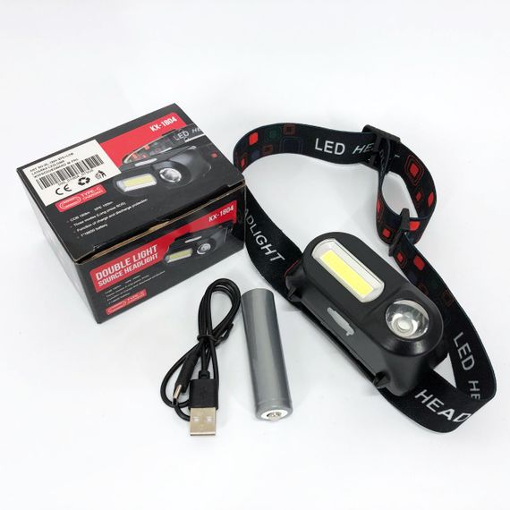 Светодиодный фонарь с креплением на голову 1804-XPE+COB, Налобный фонарик для головы MX-19 | Зображення 1