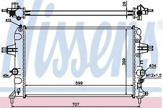 Радіатор охолодження OPEL ASTRA G (98-) 1.6i (вир-во Nissens) NISSENS 630704 на VAUXHALL ASTRA Mk IV (G) кабрио