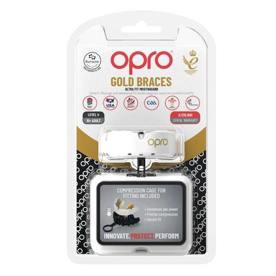 Капа OPRO Gold Braces під брекети доросла (вік 11+) White/Gold (art.102506004) | Зображення 1