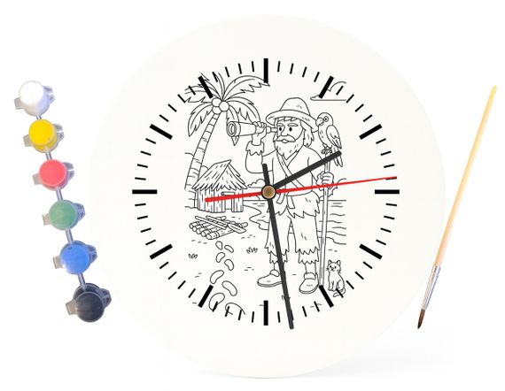 Детский набор для творчества часы-раскраска Робинзон Крузо (по мотивам книги Даниэля Дефо) 30 см (Г0006) | Зображення 2