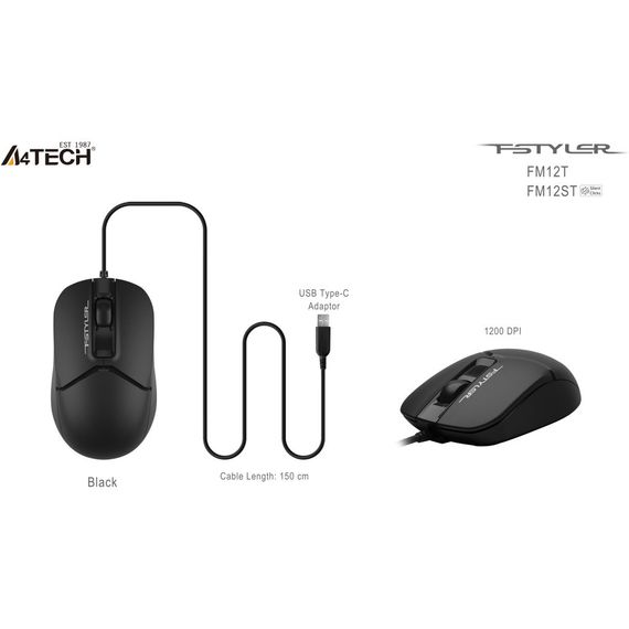Мишка A4Tech FM12T USB Black (4711421990202) | Зображення 8