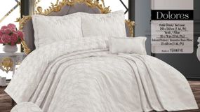 Покрывало з бахромой Kayra 240х260 см Dolores кремовое