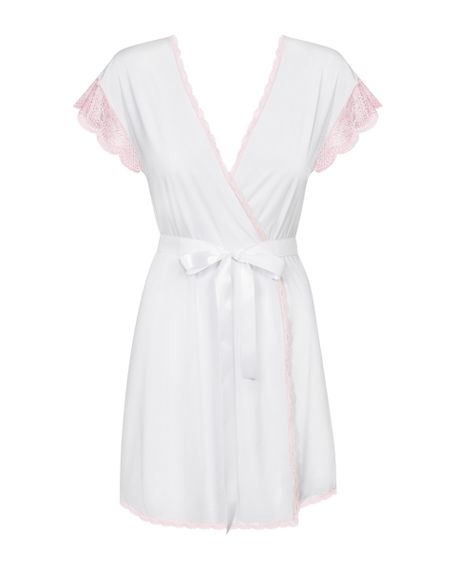Пеньюар білий з рожевим мереживом Obsessive Girlly, S/M sexstyle | Зображення 4