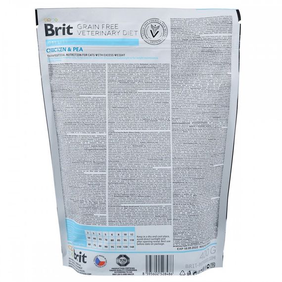 Корм сухий Brit Grain Free VetDiet Cat Obesity для котів з зайвою вагою та ожирінням з куркою та горохом 400 г | Зображення 4