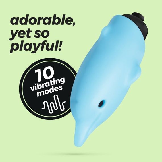 Міні-вібратор у вигляді дельфіна Crushios Dolphin з 10 швидкостями, блакитний Sex Aura | Зображення 4