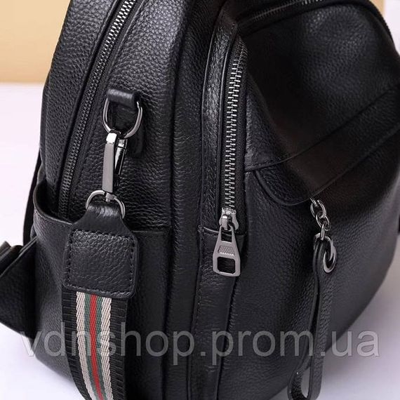 Жіноча шкіряна сумка наплічна міська 21х28х13, рюкзак для кожного дня, чорни | Зображення 5