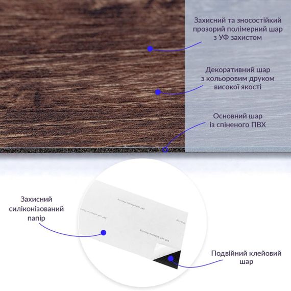 Самоклеюча вінілова плитка каштан, ціна за 1 шт. (СВП-002) Матова SW-00000282 | Зображення 5