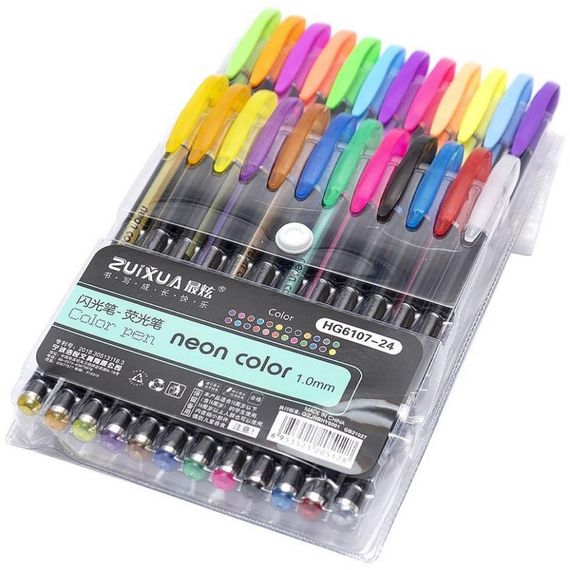 Набір гелевих ручок "Neon color" HG6107-24, 24 кольори | Зображення 1