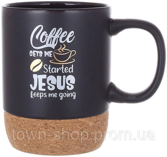 Кружка керамическая "Coffee Time" 400мл с пробковым основанием, черная BD-994-001