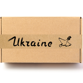 Скотч этикетка крафт "Ukraine 01", 50х294 мм (100 шт/рулон) с принтом, самоклеющаяся Viskom