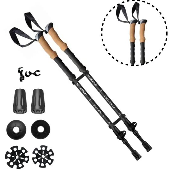 Трекінгові палиці PowerPlay 9107 Friluftsliv Black/White 80-135 см (пара)