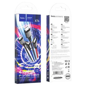 Кабель HOCO X76 4-in-1 Super charging cable(iP+iP+Type-C+Micro)