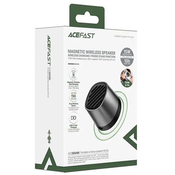 Bluetooth Колонка Acefast K8 + БЗП 15W Black | Зображення 4