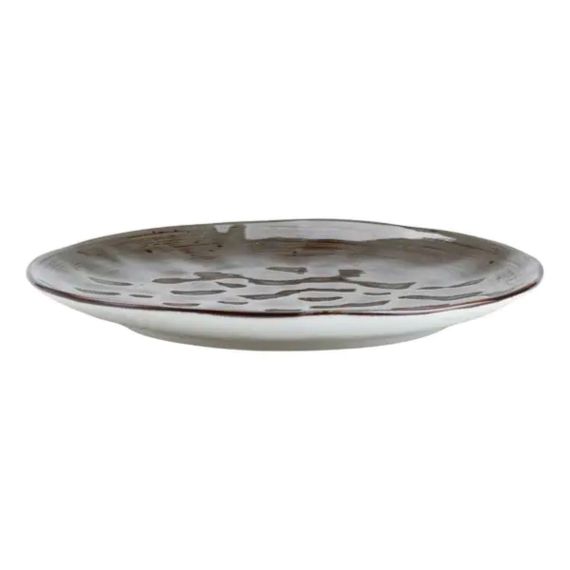 Тарелка сервировочная круглая фарфоровая 22 см коричневая HP23394 | Зображення 3