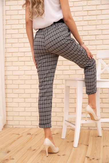 Жіночі вкорочені штани, в клітку, колір Сірий, 172R9313-2 | Зображення 3