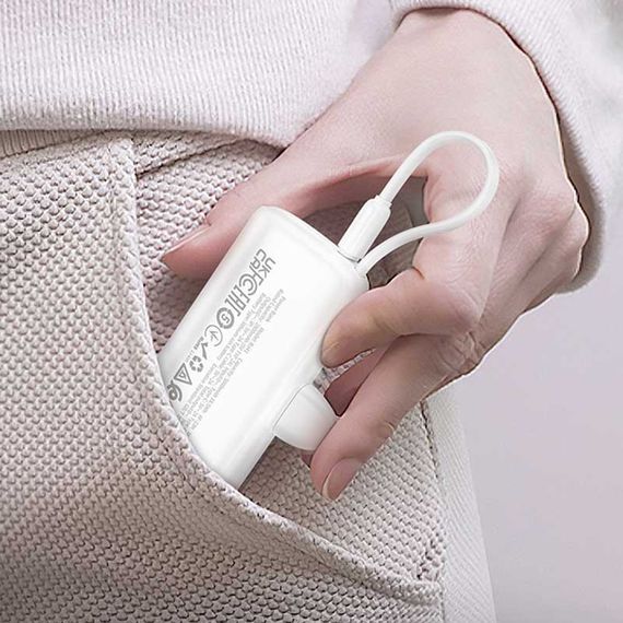 Портативний ЗП Power Bank BOROFONE BJ41 Pocket with cable 5000 mAh White | Зображення 3