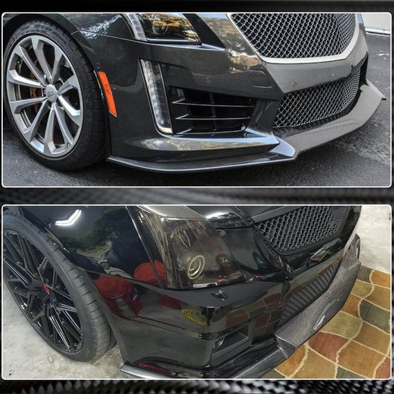 Накладка на передній бампер Lip V2 (для CTS V Sedan 2016-2019, Карбон) для Cadillac CTS рр | Зображення 3