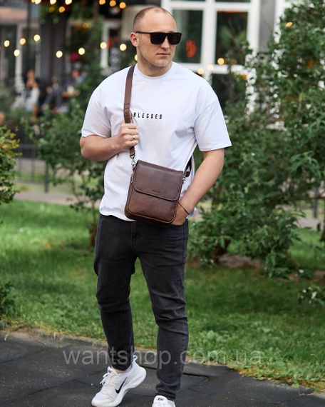Мужская сумка с клапаном через плечо из гладкой кожи  Tiding Bag 61654 коричневая | Зображення 8