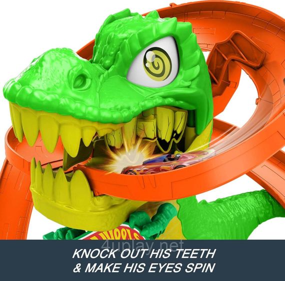 Трек Хот Вилс Сити Опасные существа Атака огненного Ти-Рекса Оригинал Hot Wheels City T-Rex Blaze Battle | Зображення 3