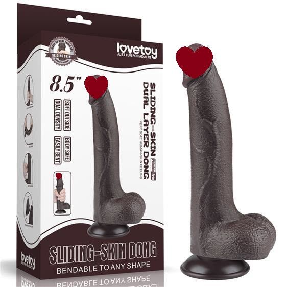 Фалоімітатор - Sliding-Skin Dual Layer Dong 8.5" Black Sex Aura
