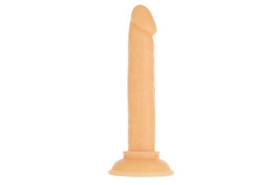 Фаллоимитатор ADDICTION Tino 5.25″ Silicone Dildo, присоска, диаметр 1,9 см, виброшар в подарок, Телесный